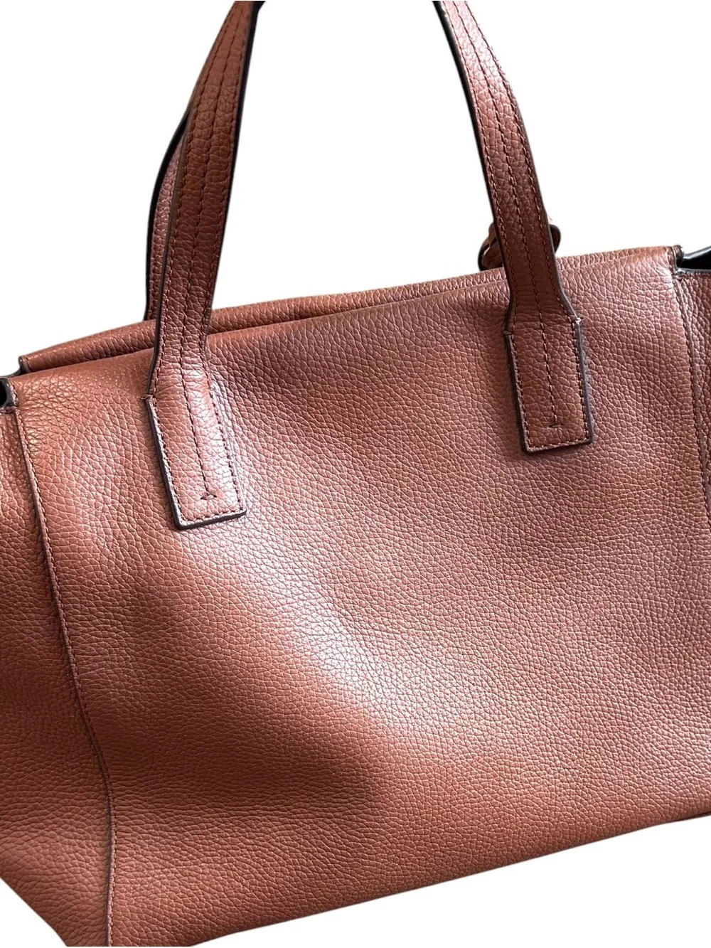 Tory Burch Cognac Leather Embossed Logo Shoulder Bag